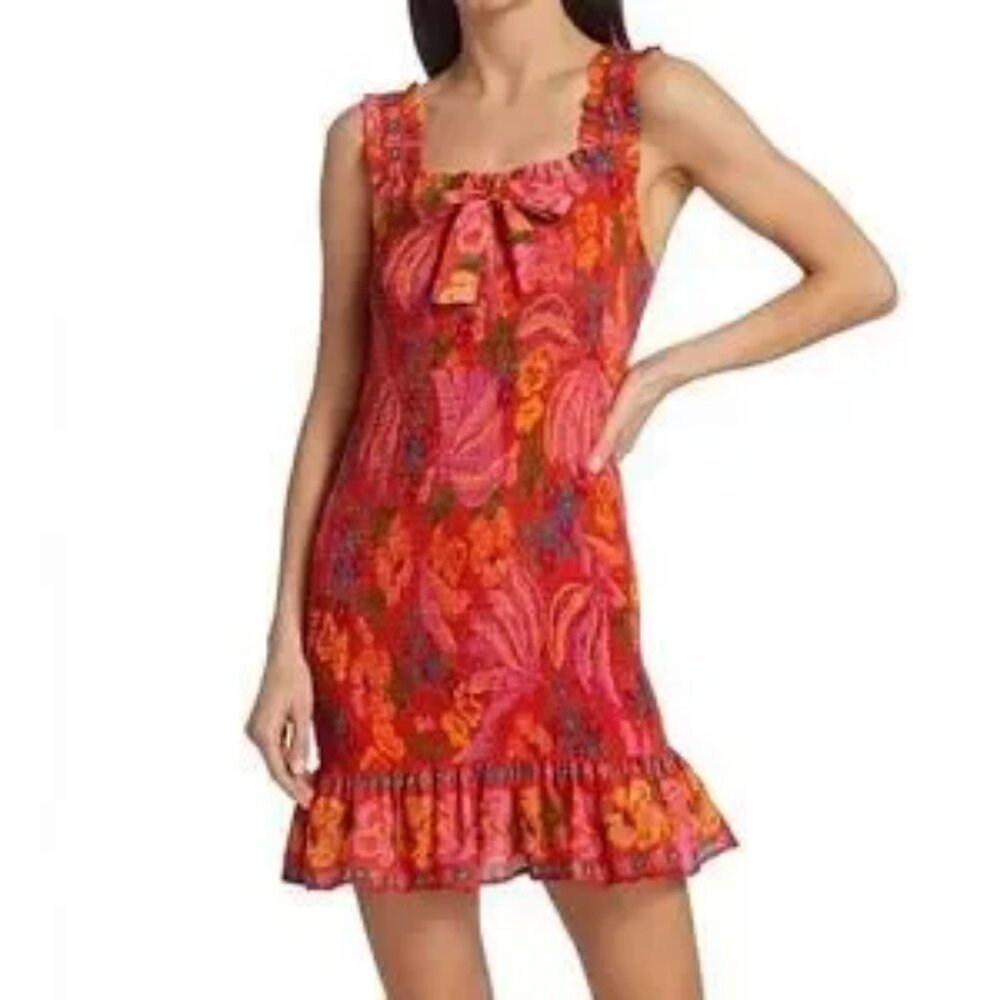 FARM Rio Red & Pink Floral Mini Dress